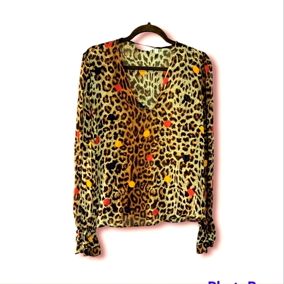 & Other Stories Tops - &other stores Paris Atelier Ruffled Sleeve Animal Print Top
